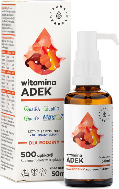 Vitamin A + D3 + E + K2 ADEK 500 Anwendungen 50 ml AURA HERBALS Hauptbild