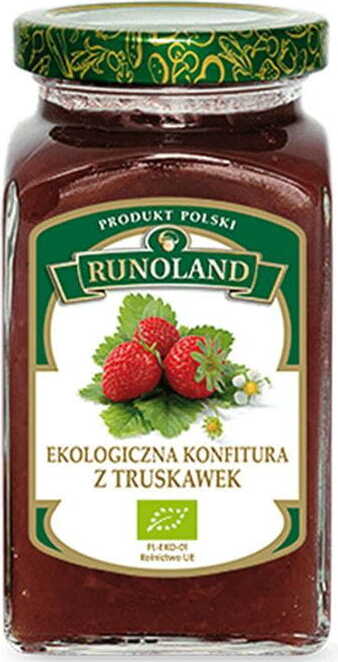 Bio-Erdbeermarmelade von RUNOLAND in 320 g Glas, fruchtige Fruchtaufstrich mit frischen Erdbeeren.