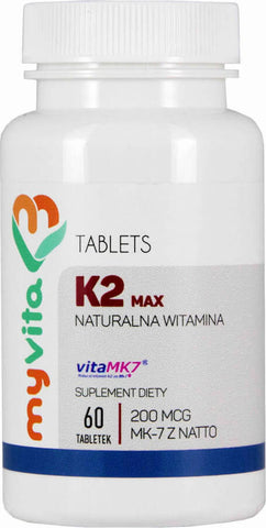 Vitamin K2 MK - 7 K2 MK7 max 200mcg mit Natto K2MK7 60 MYVITA Tabletten