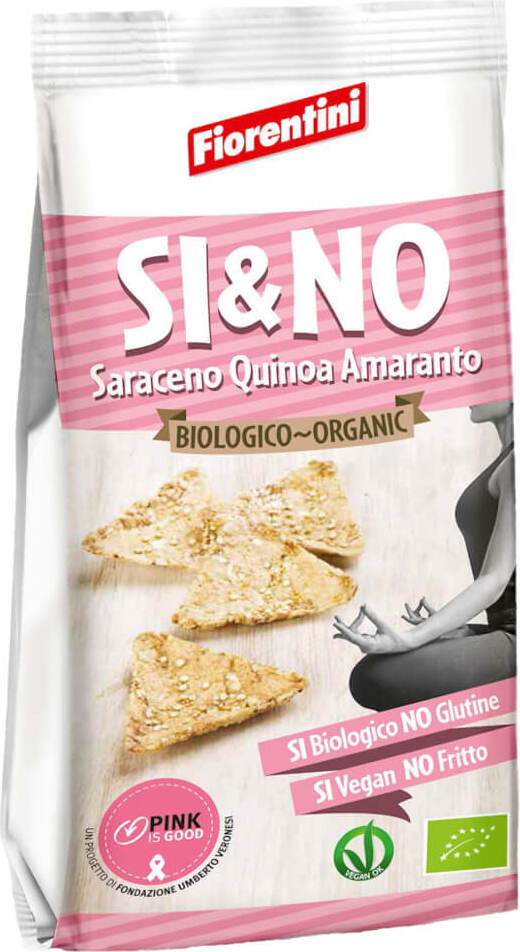 Buchweizenchips Pyramide mit Quinoa und Amaranth glutenfrei BIO 80 g - FIORENTINI