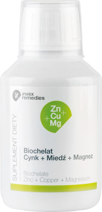 Zn + CU + MG Biochelat Zink + Kupfer + Magnesium Biochelat Zink + Kupfer + Magnesium 150ml INVEX REMEDIES Imagem principal do produto