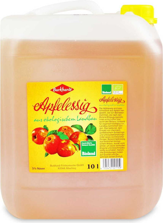 Gefilterter Bio Apfelessig von BIO PLANET in 10-Liter-Behälter, ideal für Gastronomie und Kochen.