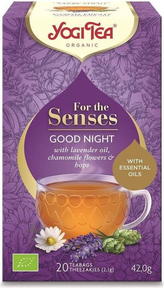 Bio-Gute-Nacht-Tee für die Sinne von YOGI TEA, 20 Beutel à 21 g, entspannender Kräutertee für die Nacht