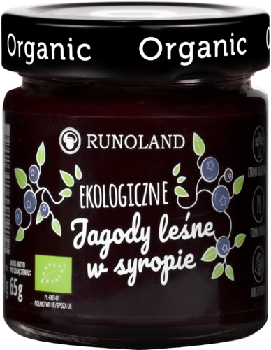 EKO Heidelbeere in Sirup von RUNOLAND, 200g Glas, frische Blaubeeren in süßem Sirup, natürliche und aromatische Zubereitung