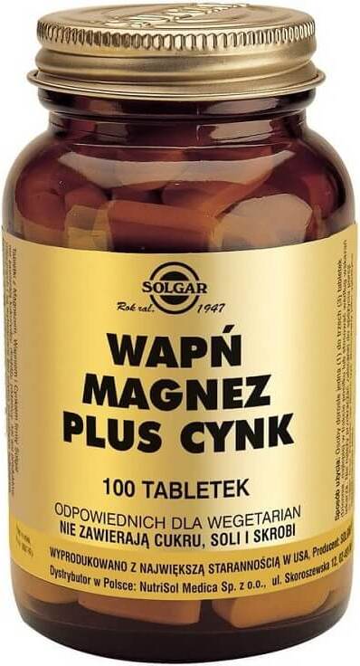 Calcium, Magnesium plus Zink 100 Tabletten SOLGAR Imagem principal do produto