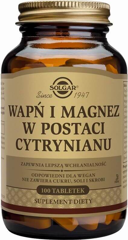 Calcium und Magnesium in Form von Citrat 100 SOLGAR Tabletten Imagem principal do produto