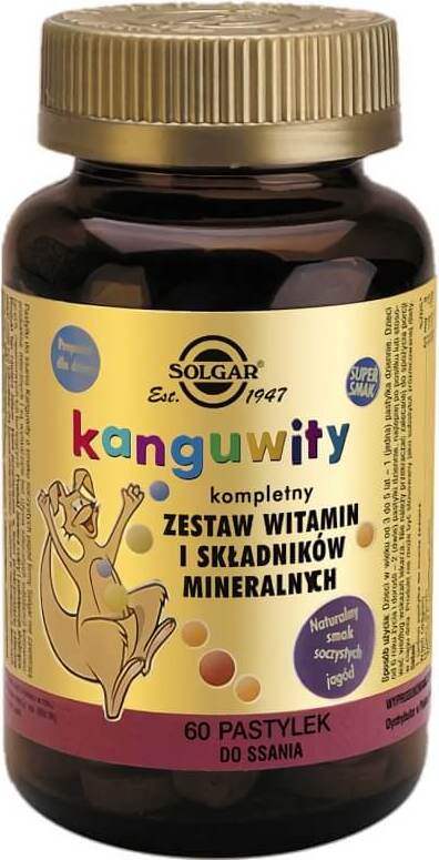 Ein komplettes Set von Vitaminen und Mineralstoffen Känguru-Geschmack von saftigen Beeren 60 Lutschtabletten SOLGAR Imagem principal do produto