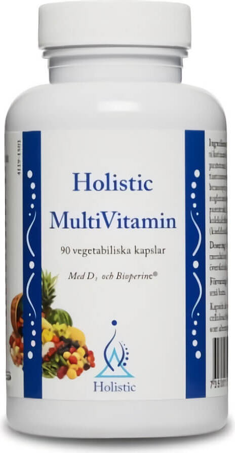Multivitamin-Tabletten in Holistic-Kapseln, 90 Stück, für tägliche Nährstoffversorgung, sichtbare Packung mit Kapseln.
