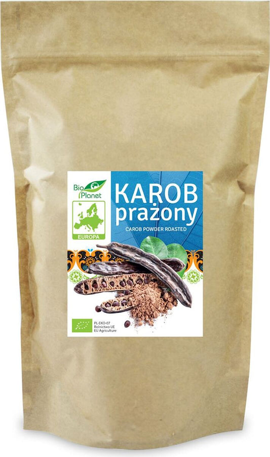 Gerösteter Bio-Johannisbrot in 400 g Verpackung, BIO EUROPA, von BIO KONTYNENTY, zeigt die knusprigen, braunen Stücke