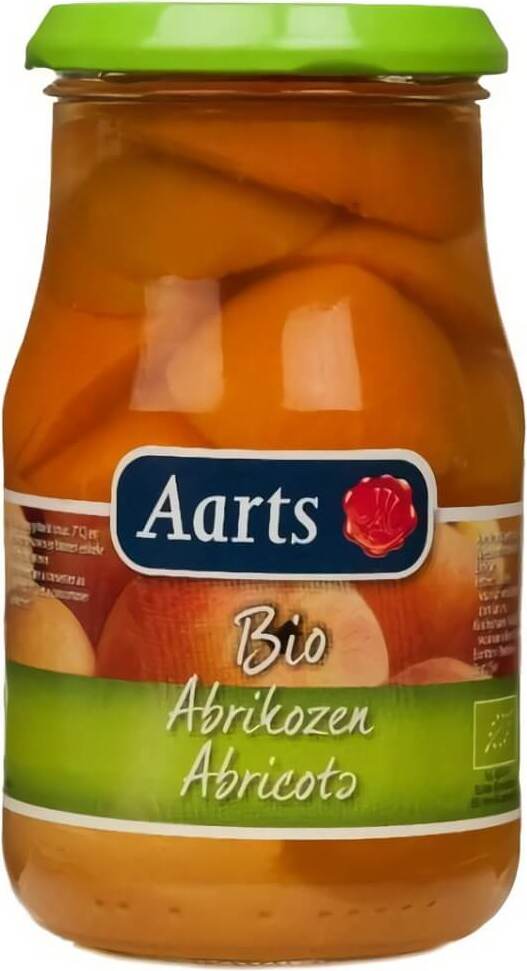 Halbe Bio-Aprikosen in Salzlake von AARTS, 350 g, frische, saftige Aprikosen in Salzlake in einer Glasdose