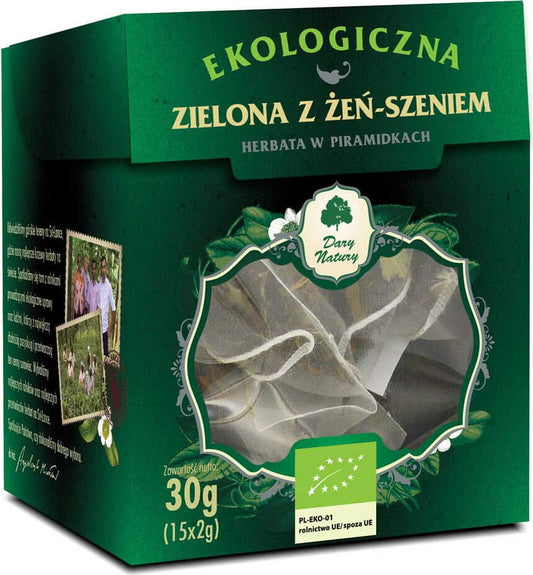 Grüner Tee mit Ginseng BIO-Pyramide (15 x 2 g) - GESCHENKE DER NATUR