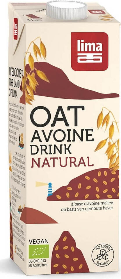 Bio-Haferdrink von LIMA in 1000 ml Flasche, cremige Hafermilch in natürlicher Verpackung, ideal für vegane Ernährung