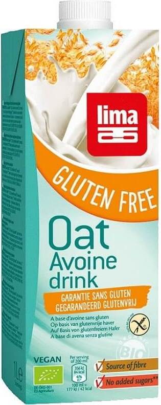Glutenfreier Bio-Haferdrink von LIMA in 1000 ml Flasche, cremige pflanzliche Milchalternative, Nahaufnahme