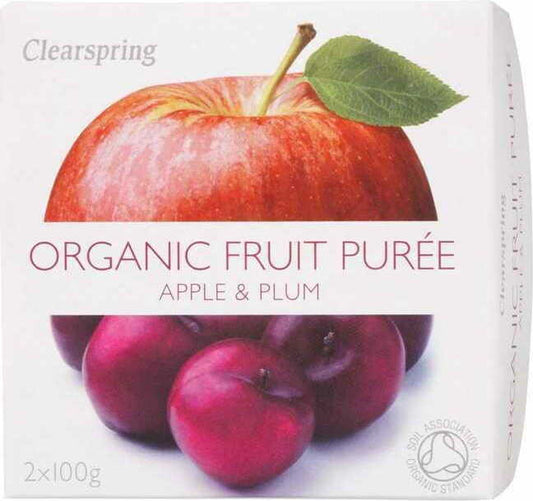 Bio-Pflaumen-Apfeldessert von CLEARSPRING in 200 g Glas, fruchtiges Apfel-Pflaumen-Kompot in klarer Verpackung