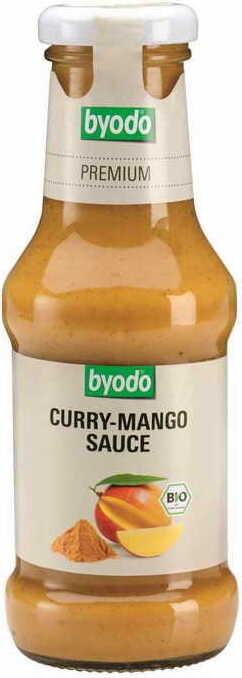 Bio Mango Currysauce von BYODO, glutenfrei, 250 ml Flasche, cremige Mangosauce für asiatische Gerichte.
