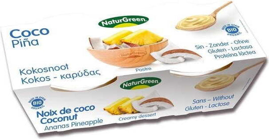 Bio Ananas-Kokos-Dessert von NATURGREEN, cremige Fruchtmischung in 2x125 g Bechern, natürliche Zutaten, glutenfrei und vegan