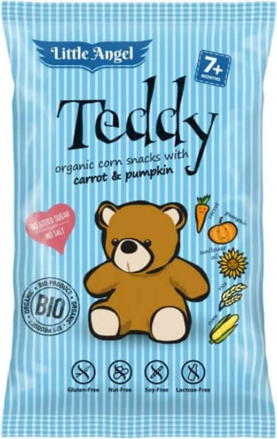 Maischips Mini Teddy Karotten und Kürbis ab 7 Monaten glutenfrei BIO 30 g LITTLE ANGEL Hover Image