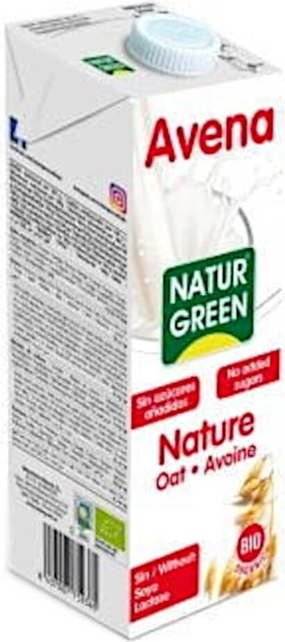 Bio Haferdrink von NATURGREEN in 1000 ml Flasche, natürliches Hafergetränk in grüner Verpackung, sichtbar im Bild