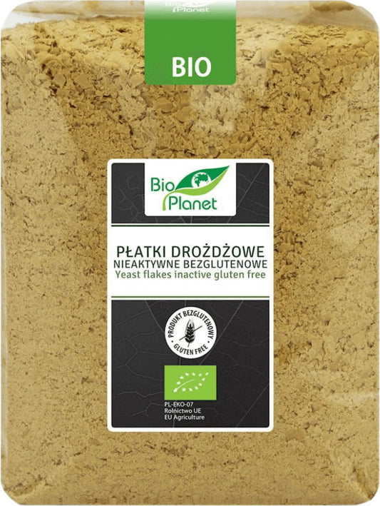 Inaktive glutenfreie Bio Hefeflocken in 300 g Verpackung von BIO PLANET, nährstoffreiche vegane Ergänzung, Nahaufnahme