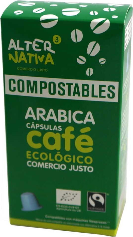 Bio Arabica fair gehandelter Kaffee in 10 Nespresso-Kapseln von ALTERNATIVA, aromatischer Kaffeegenuss für Nespresso-Maschinen.