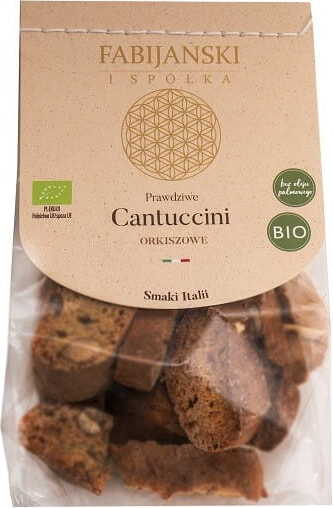 Dinkelkuchen mit Mandeln von FABIJAŃSCY, BIO Cantuccini, 100 g, knusprige italienische Süßigkeit mit Mandeln.