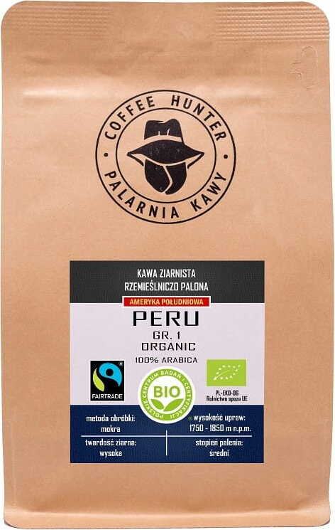 Arabica-Kaffeebohnen 100% Peru fair gehandelt BIO 250 g - COFFEE HUNTER Immagine principale del prodotto