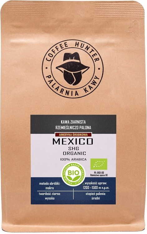 Arabica-Kaffeebohnen aus Mexiko, 100% Bio, COFFEE HUNTER, 250 g, frische Kaffeebohnen in einer transparenten Packung