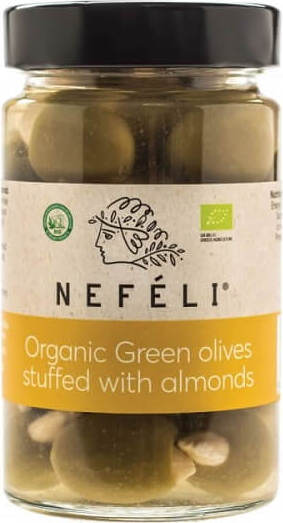 Grüne Oliven gefüllt mit Mandeln in BIO 300 g - NEFELI