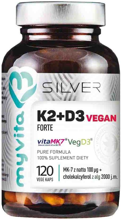 Vitamin K2 K - 2 100 µg + D3 D - 3 2000 IE vegan FORTE 120 Kapseln 66 g MYVITA SILVER PURE