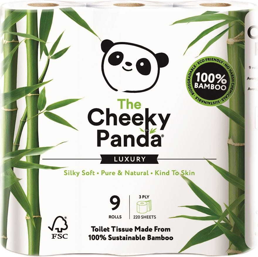 Dreilagiges Bambus-Toilettenpapier 9 Rollen - CHEEKY PANDA