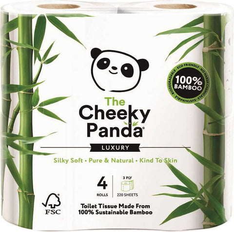 Dreilagiges Bambus-Toilettenpapier, 4 Rollen in Folie - CHEEKY PANDA