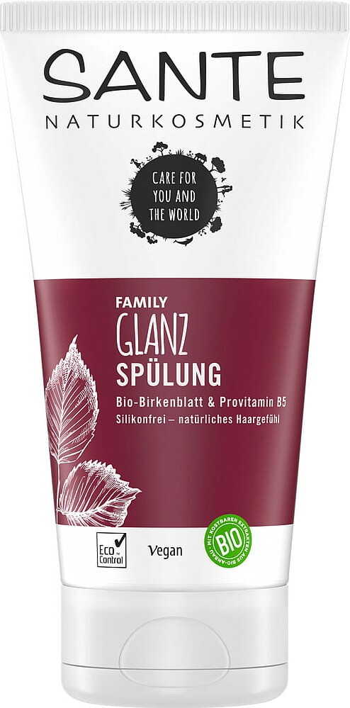 SANTE Birkenblattglanz und Provitamin B5 Öko Conditioner in 150 ml Flasche, zeigt das Produkt mit grüner Verpackung