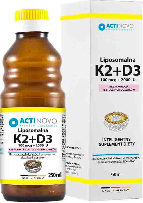 Liposomales Vitamin K2 + D3 100 mcg + 2000 IE 125 Portionen ohne Alkohol 250 ml - ACTINOVO