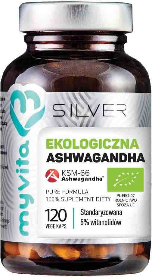 Bio Ashwagandha KSM - 66 Ginseng - Indischer Ginseng BIO 200 MG 120 Kapseln MYVITA SILVER Hover Image