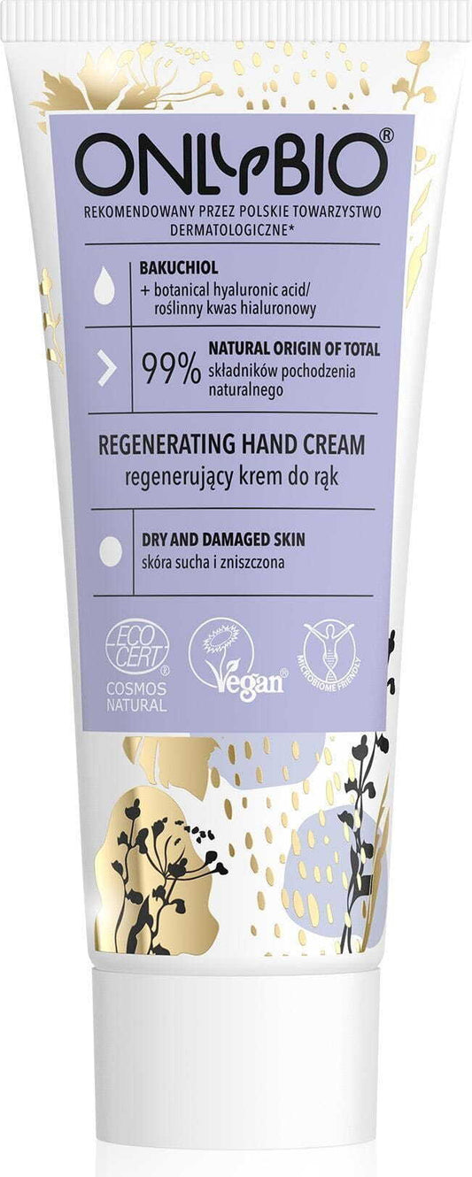 Regenerierende Handcreme mit Bakuchiol und pflanzlicher Hyaluronsäure, 75 ml, von biogo, sichtbar auf der Verpackung
