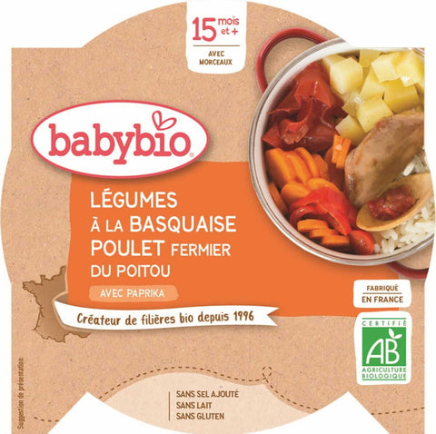 Basquaise-Gemüsegericht mit Huhn ab 15 Monaten glutenfrei BIO 260 g BABYBIO
