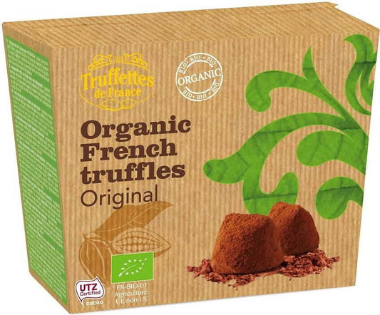 Französische Bio-Trüffel mit Schokoladengeschmack von TRUFFETTES DE FRANCE, 250 g, mit Schokoladenüberzug und Trüffel-Details