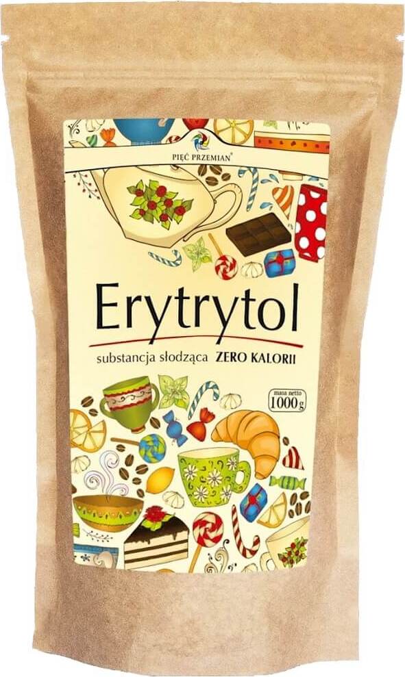 Erythrit 1000 g in Papiertüte von PIĘĆ PRZEMIAN, natürliche Zuckeralternative in umweltfreundlicher Verpackung