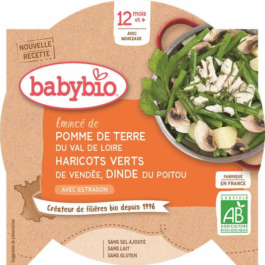 Gemüsemixgericht mit grünen Bohnen und Pute für Babys ab 12 Monaten, glutenfrei, BIO, 230 g von BABYBIO
