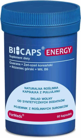 Bicaps Guarana Ginseng - Koreanischer Bergrosenkranz Vitamin B6 Energie 60 Portionen 60 Kapseln FORMEDS