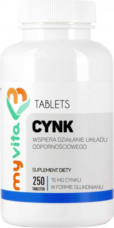 Zink Zinkgluconat 250 Tabletten MYVITA Hoofdafbeelding