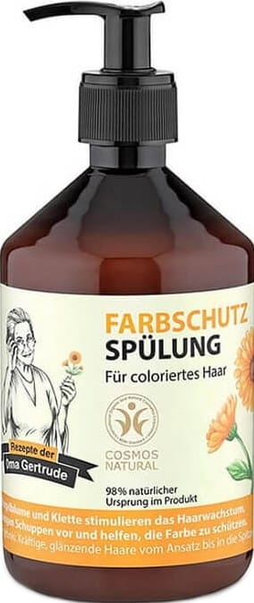 Conditioner für gefärbtes Haar von OMA GERTRUDE, 500 ml Flasche, glättet und pflegt die Haare sichtbar.