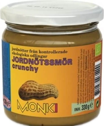 Knusprige Bio-Erdnusscreme mit Meersalz von MONKI, 330 g, cremige Erdnussbutter mit Meersalznote, ideal für Brot und Snacks.