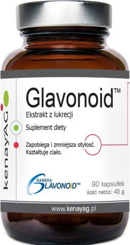 Süßholzextrakt Glavonoid 100 mg in 90 Kapseln, von Kaneka Corporation, zeigt die Kapseln in der Verpackung.