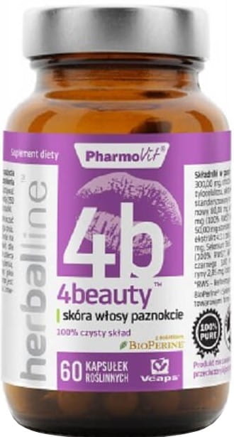 PHARMOVIT HERBALLINE 4Schönheit Haut, Haare, Nägel Kapseln mit Bioperine, 60 Veggie-Kapseln