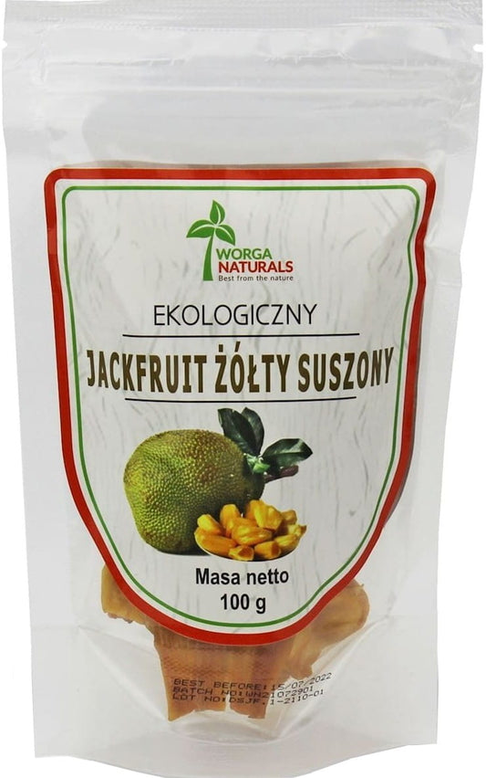 Getrocknete gelbe Jackfrucht BIO von WORGA NATURALS, 100 g, getrocknetes, natürliches Fruchtprodukt, ideal für gesunde Snacks