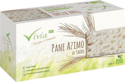 VIVIA Bio Dinkelfladenbrot, 125 g, frisches, knuspriges Dinkelbrot in Scheiben auf einem weißen Teller.
