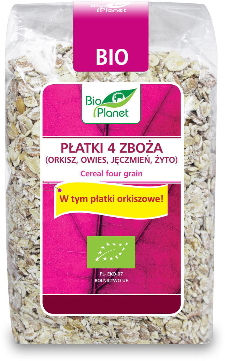 Flocken 4 Cerealien (Dinkel Hafer Gerste Roggen) BIO 300 g - BIO PLANET Hlavní obrázek produktu