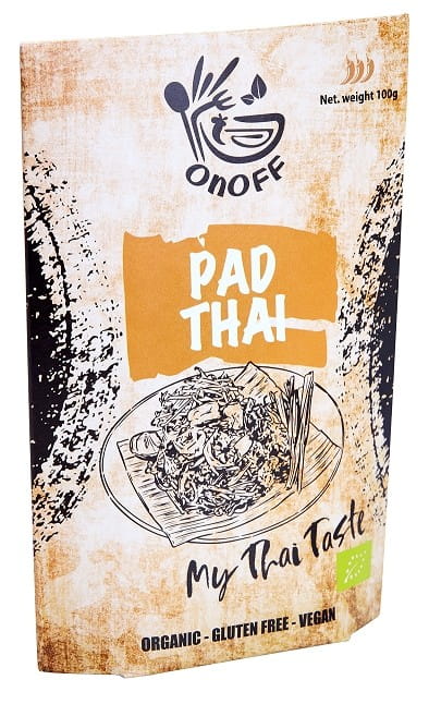 Glutenfreie Pad-Thai-Paste BIO von ONOFF SPICES in 100 g Beutel, cremige Thai-Gewürzpaste mit Bio-Zutaten.