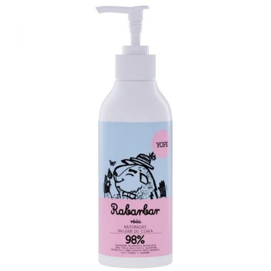 Hand- und Körperbalsam Rhabarber und Rose von YOPE, 300 ml, cremige Textur, mit frischen Rhabarber- und Rosendüften.